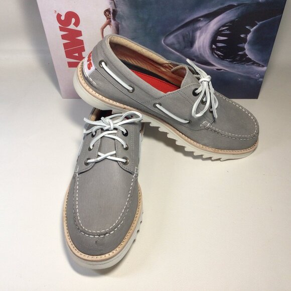 NEW Sperry Boat Shoes  Gray Leather JAWS Shark Special Edition - Picture 11 of 13